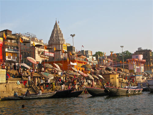 Morning bathers at Ganges Ghats, Varanasi