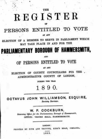 Ancestry Register of Electors 1890 Hammersmith FC2
