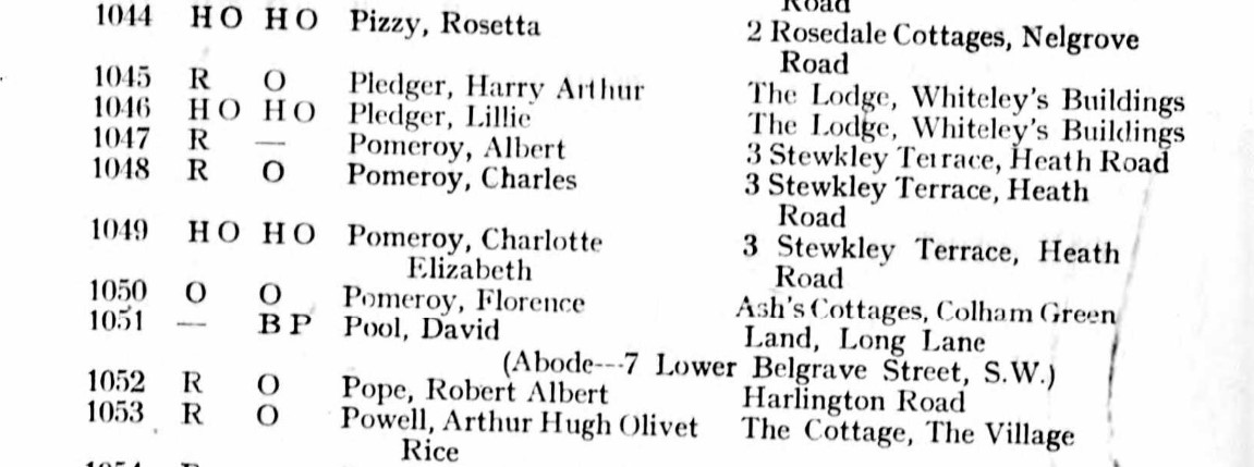 Ancestry Register of Electors 1920 Hillingdon East P22