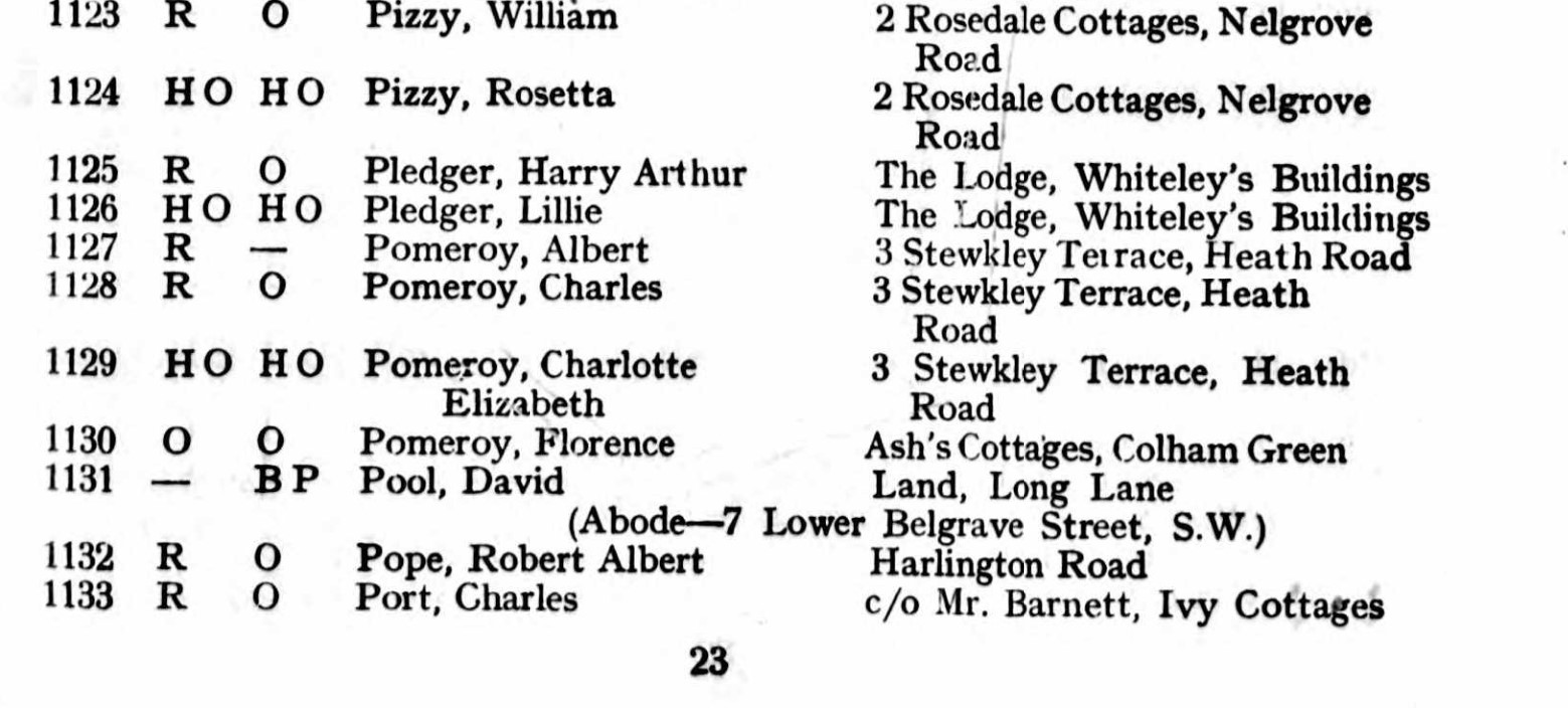 Ancestry Register of Electors 1922 Hillingdon East P23