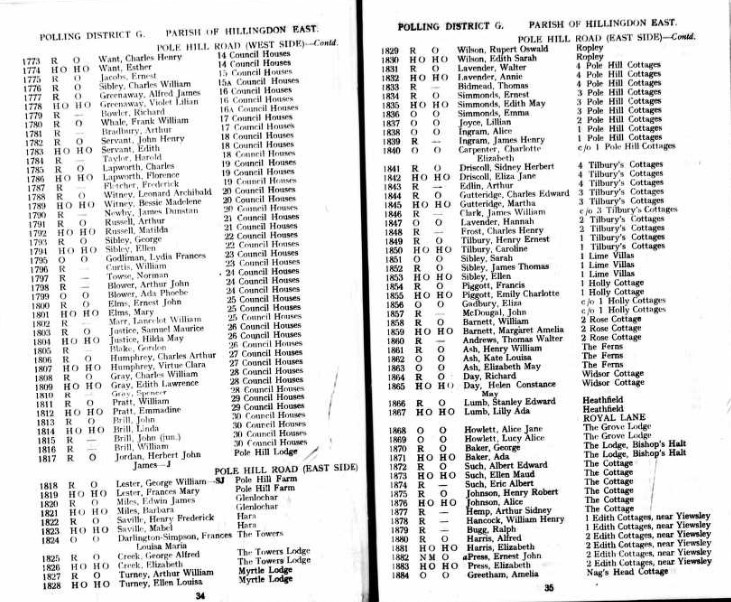 Ancestry Register of Electors 1926 Hillingdon East P34 35