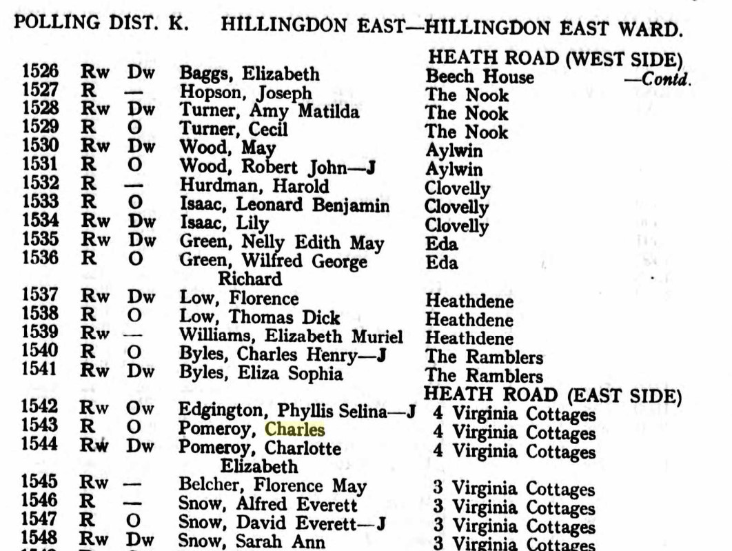 Ancestry Register of Electors 1934 Hillingdon East P29