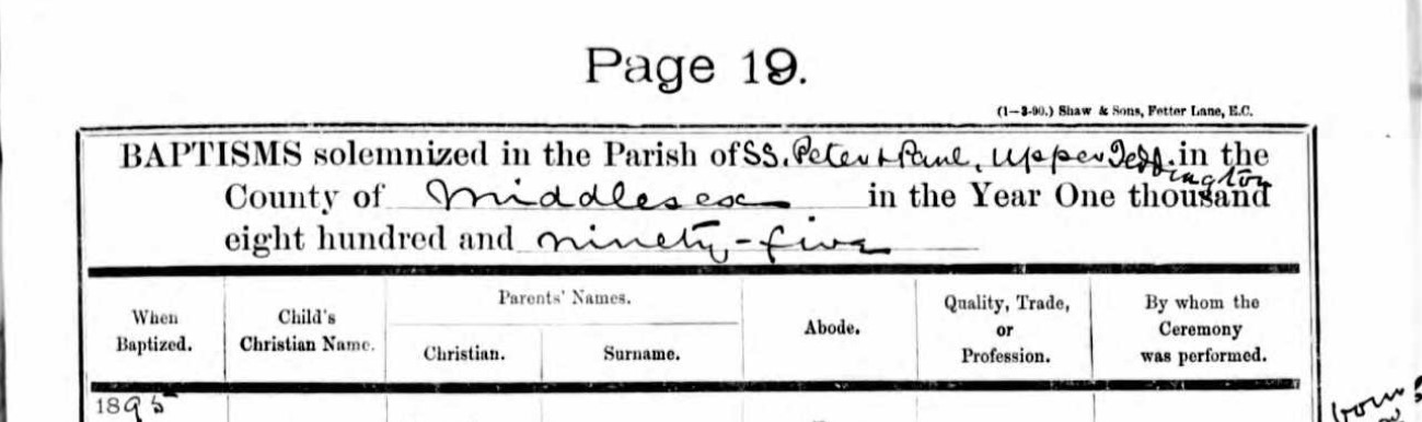 Baptism Edith Marian Pomeroy 19 Feb 1895 head