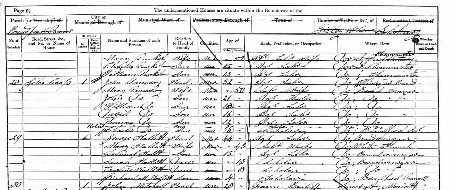 Census 1861 John Pomeroy Giles Cross