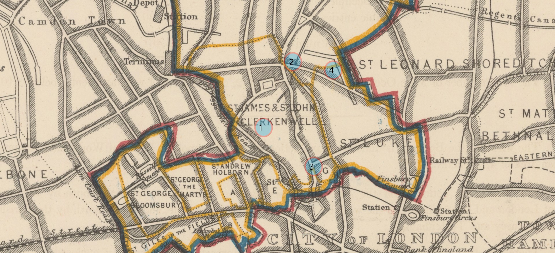 Finsbury 1868 Clerkenwell w abodes