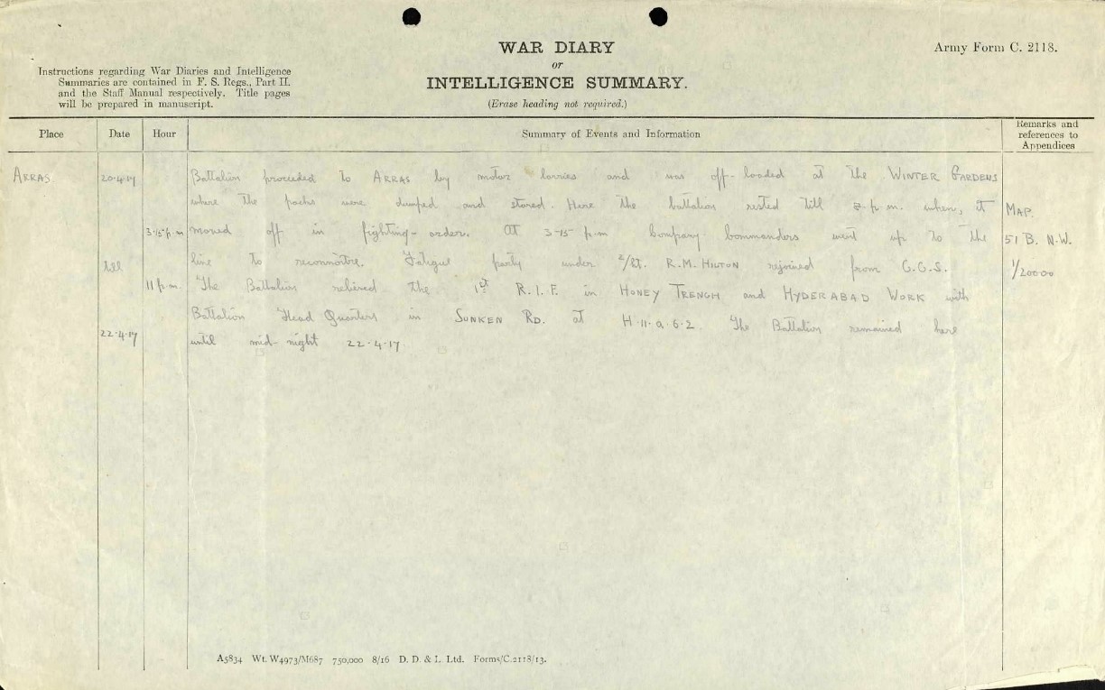 Fold3 War Diary Middlesex Reg 4 Bat 1917 04 22