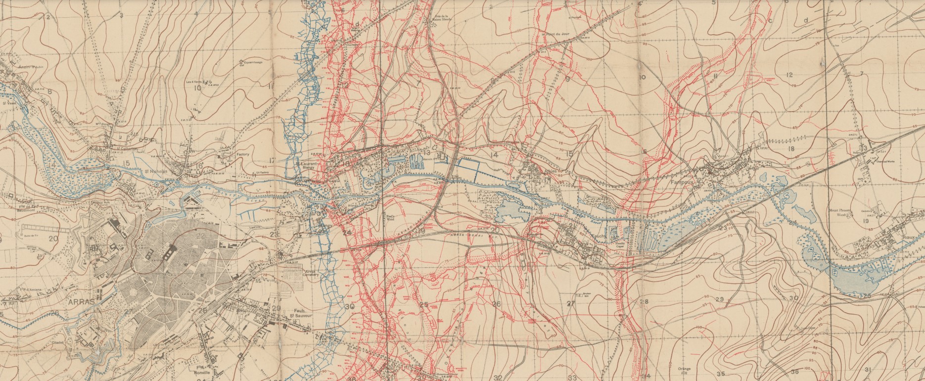 NLS WWI Trench Map Arras 1917 03 04