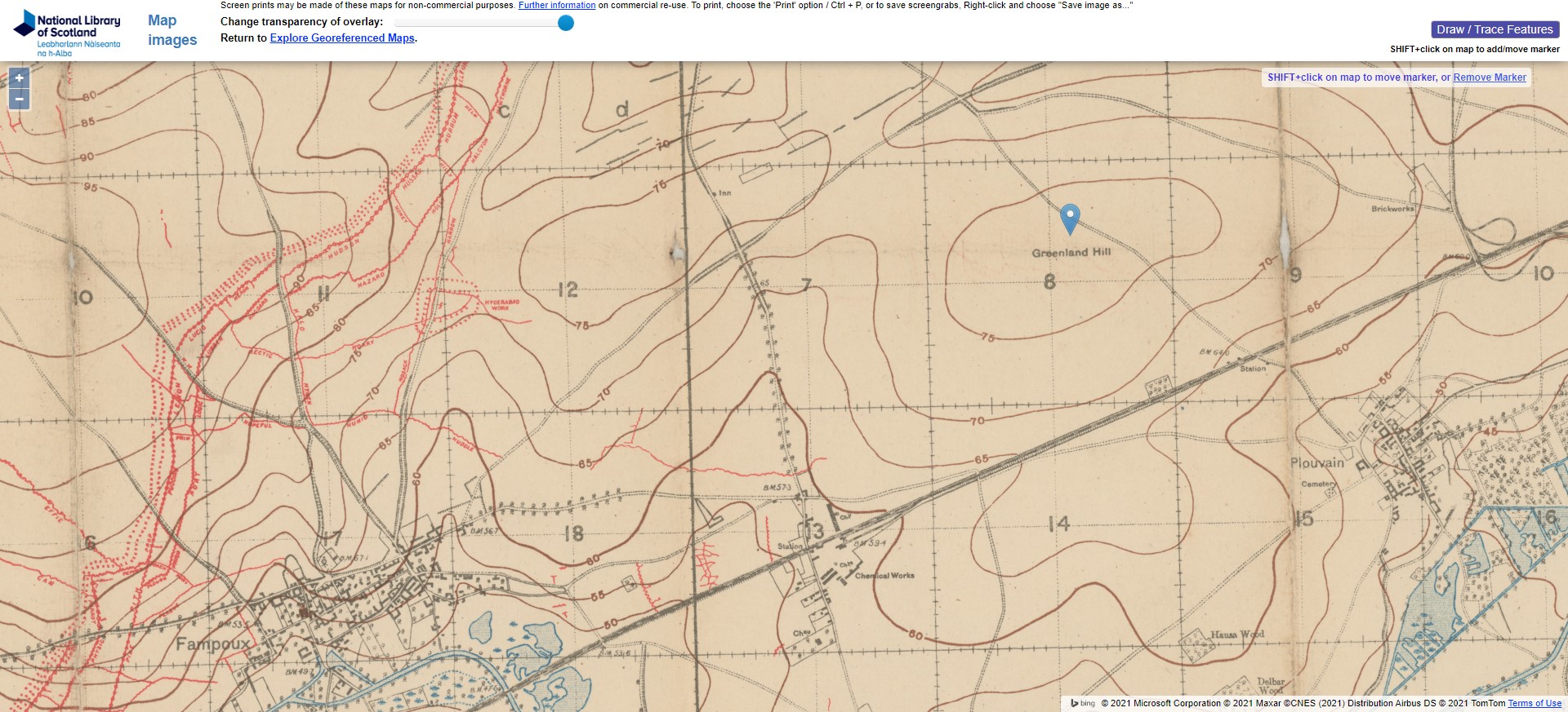 NLS WWI Trench Map Greenland Hill