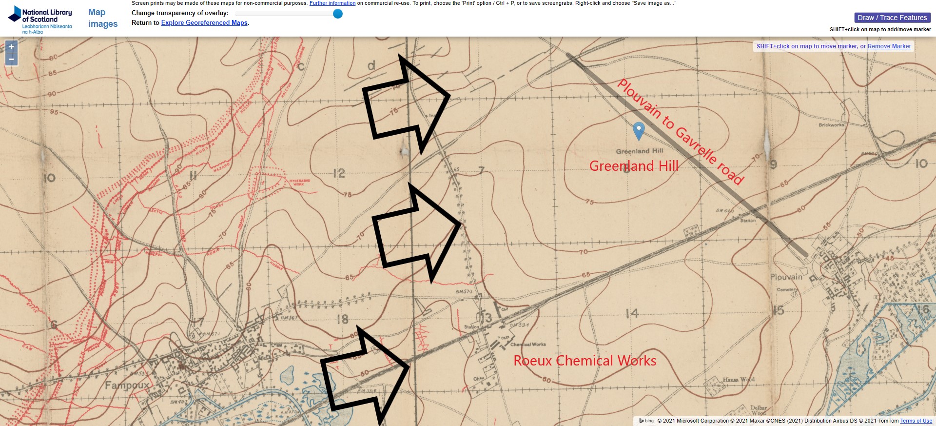 NLS WWI Trench Map Greenland Hill Ano