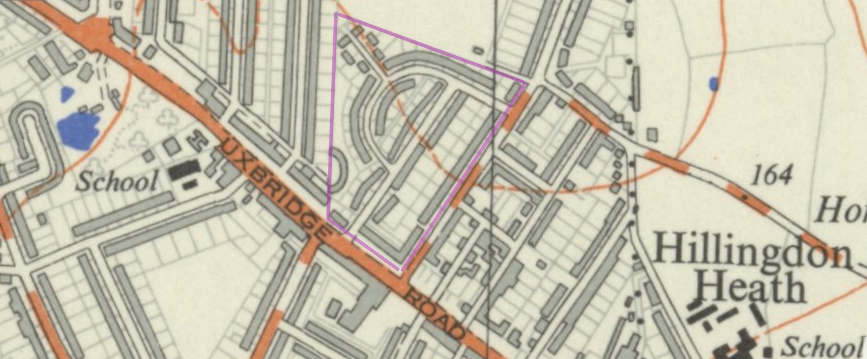 OS 1 25k Map Hillingdon Heath 1956