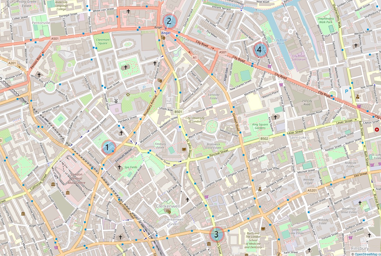Open Street Map Clerkenwell abodes