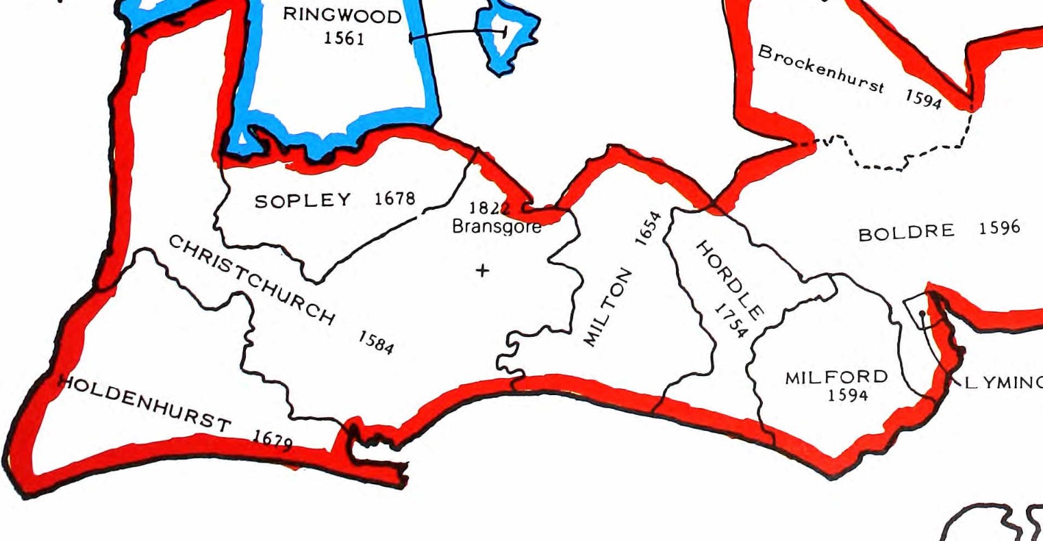 Parish Map Hampshire Christchurch and Sopley