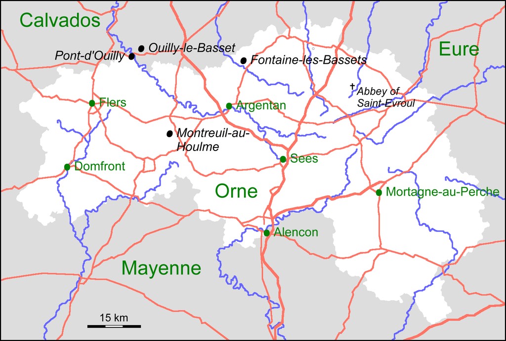 1024px Location of Basset sites in the Department of Orne southern Normandy