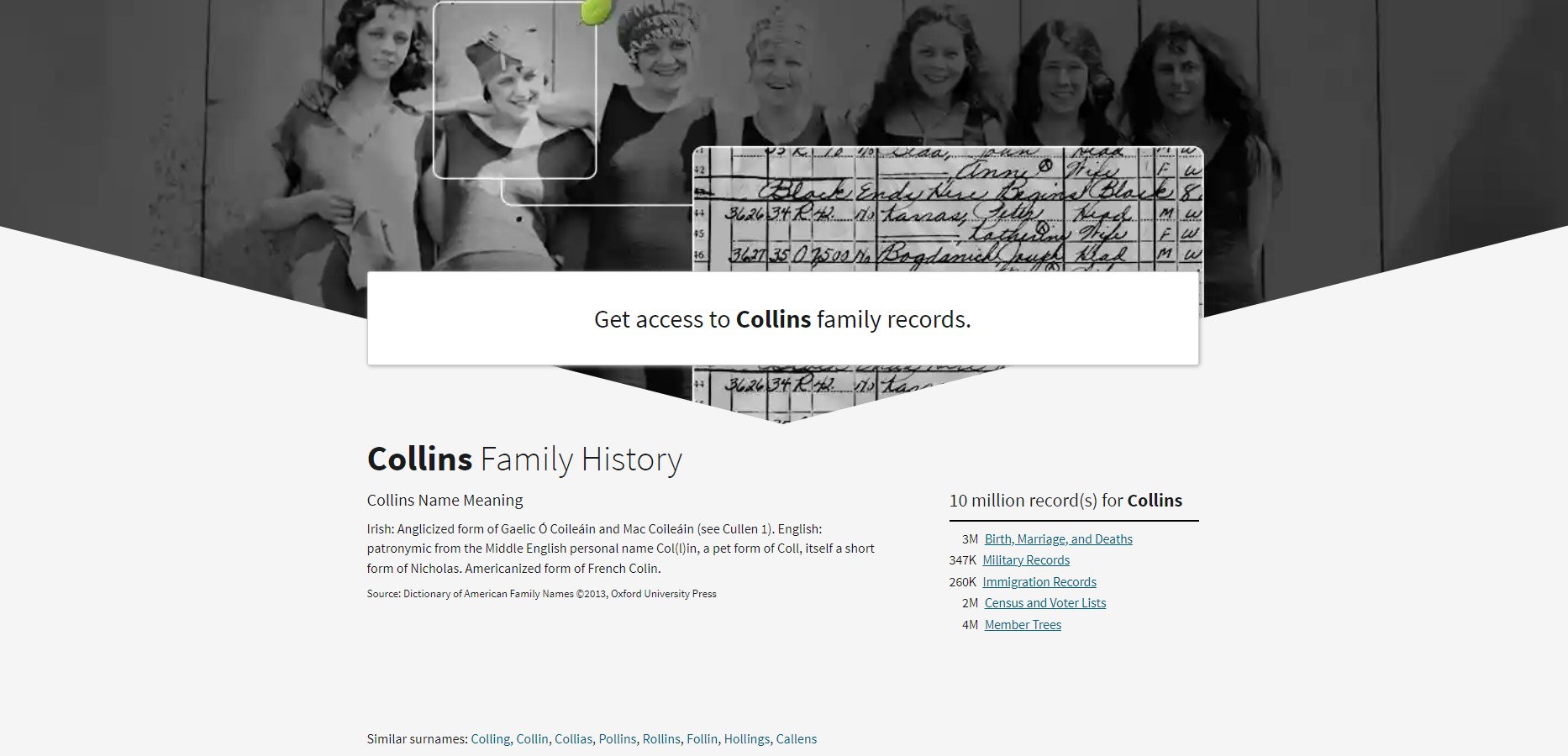 Ancestry Collins Name Meaning and count