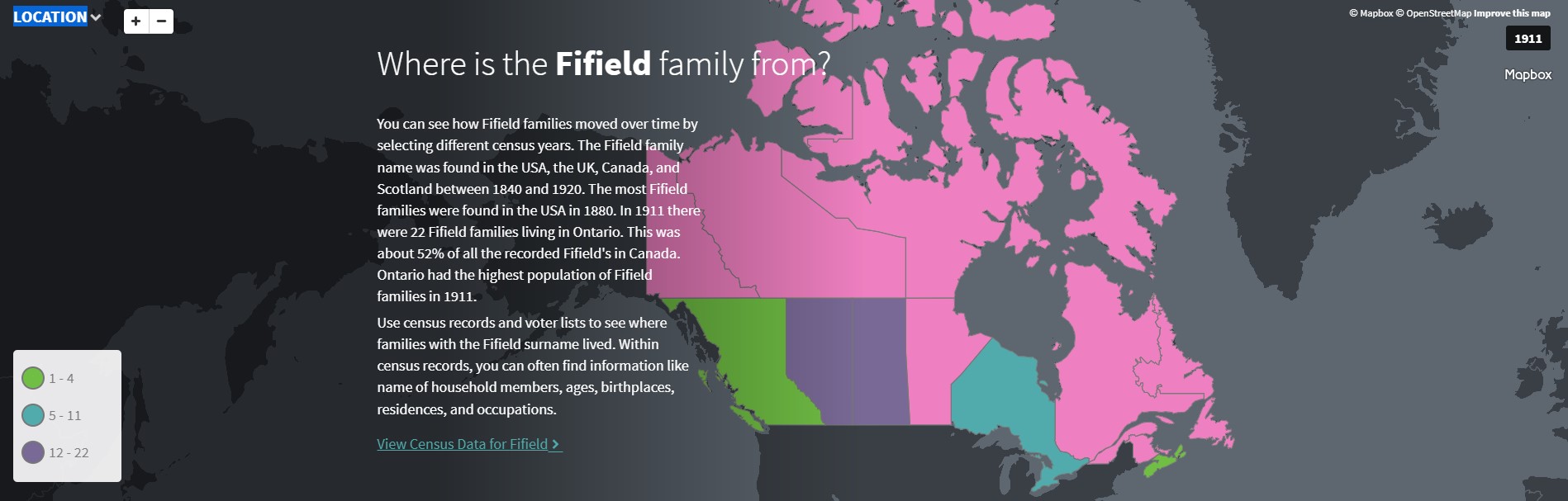 Ancestry Fifield Canada distribution