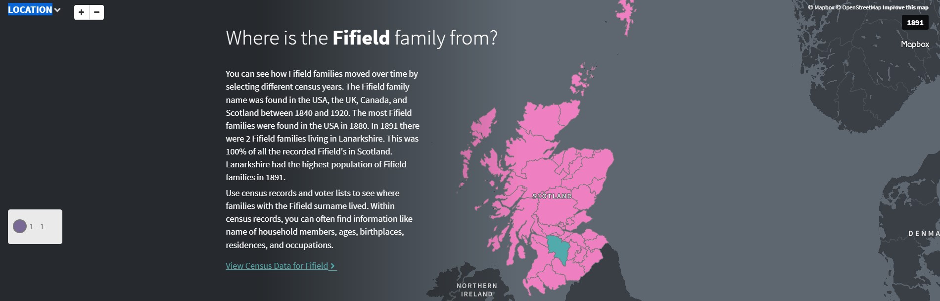 Ancestry Fifield UK S distribution