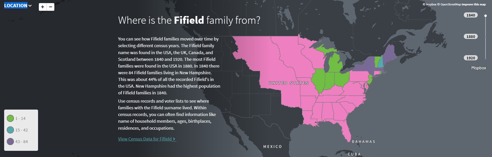 Ancestry Fifield USA distribution