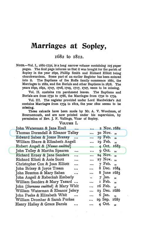 Phillimore Marriages at Sopley 1682 to 1812 P1