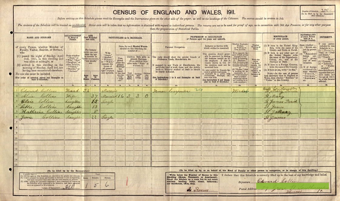 Census 1911 89 Grove Street