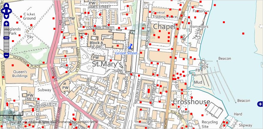 OS Map Southampton Chapel WW2 Bombs