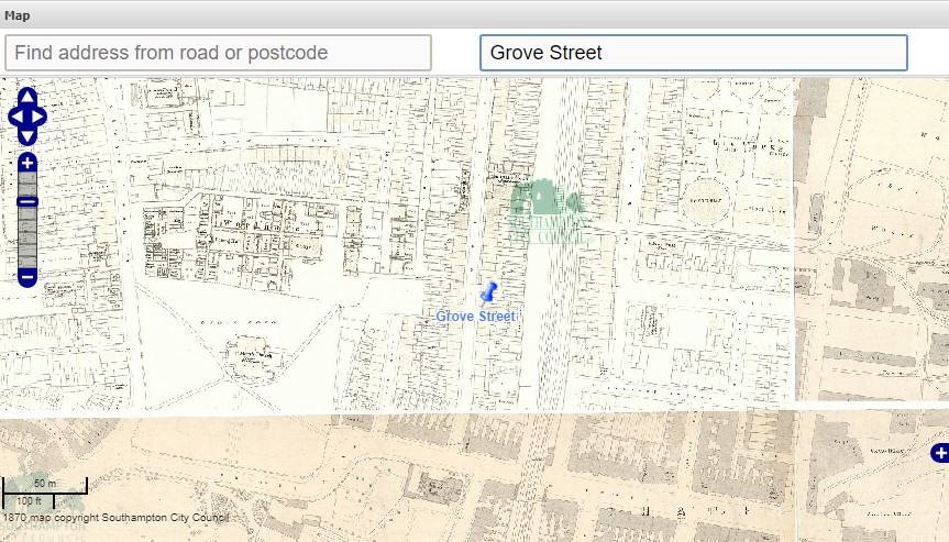 OS Map 1870 Southampton Grove Street