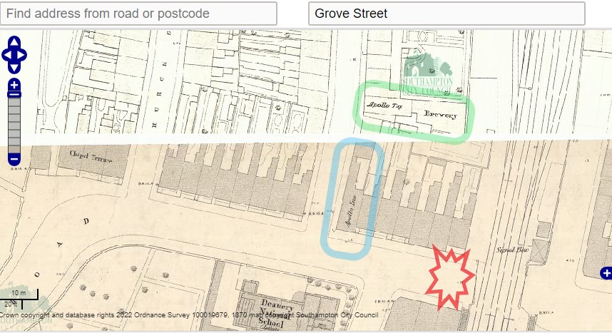 OS Map 1870 Southampton Grove Street Apollo