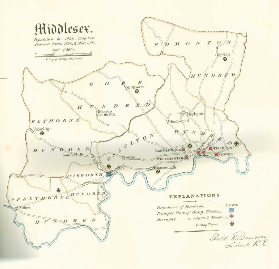 Vision of Britain Boundary report Middlesex 1832
