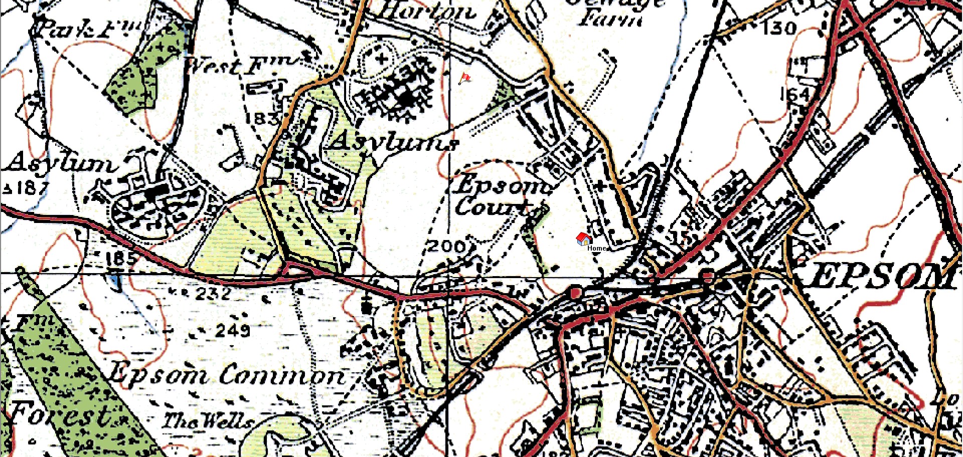 Map 1920s Epsom Court