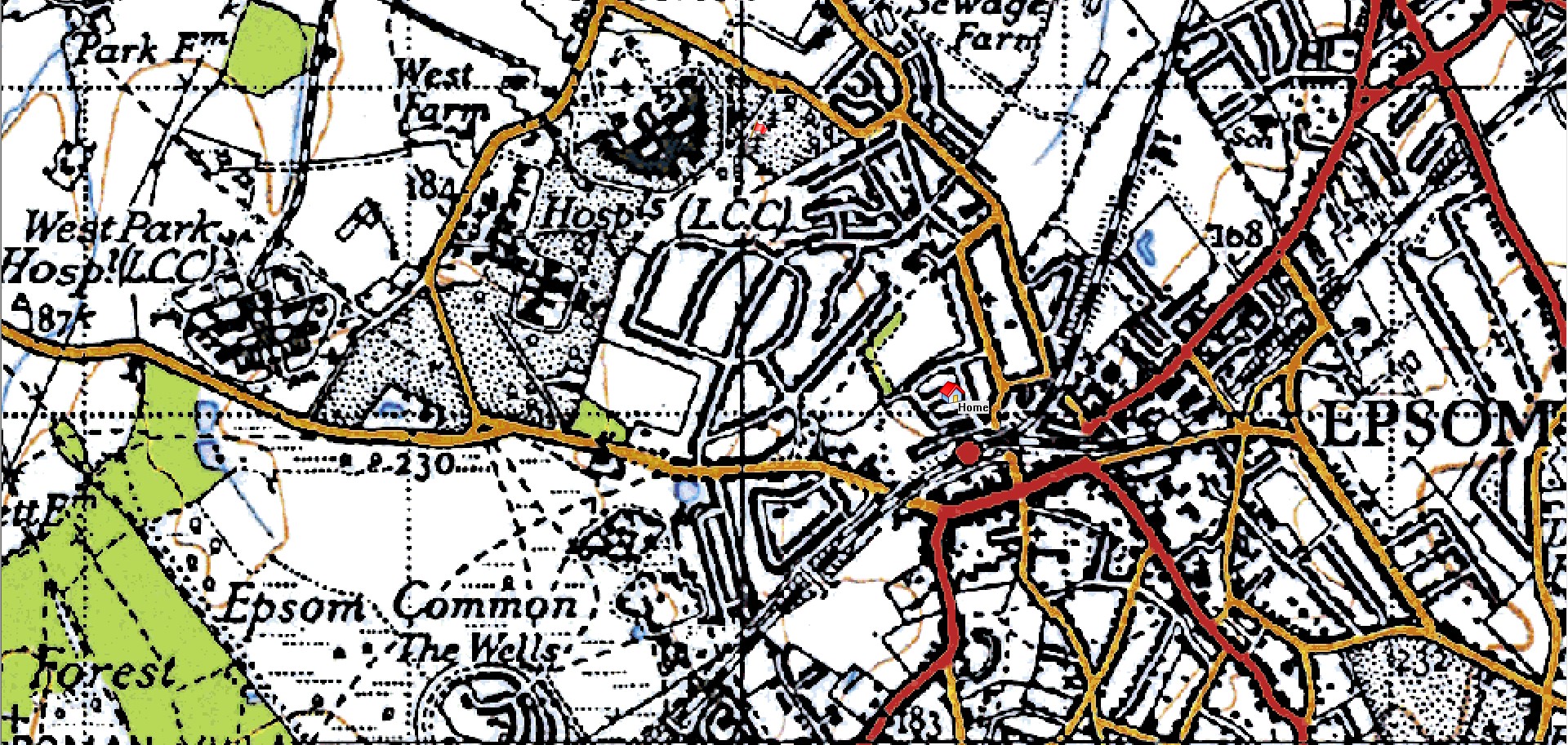 Map 1940s Epsom Court