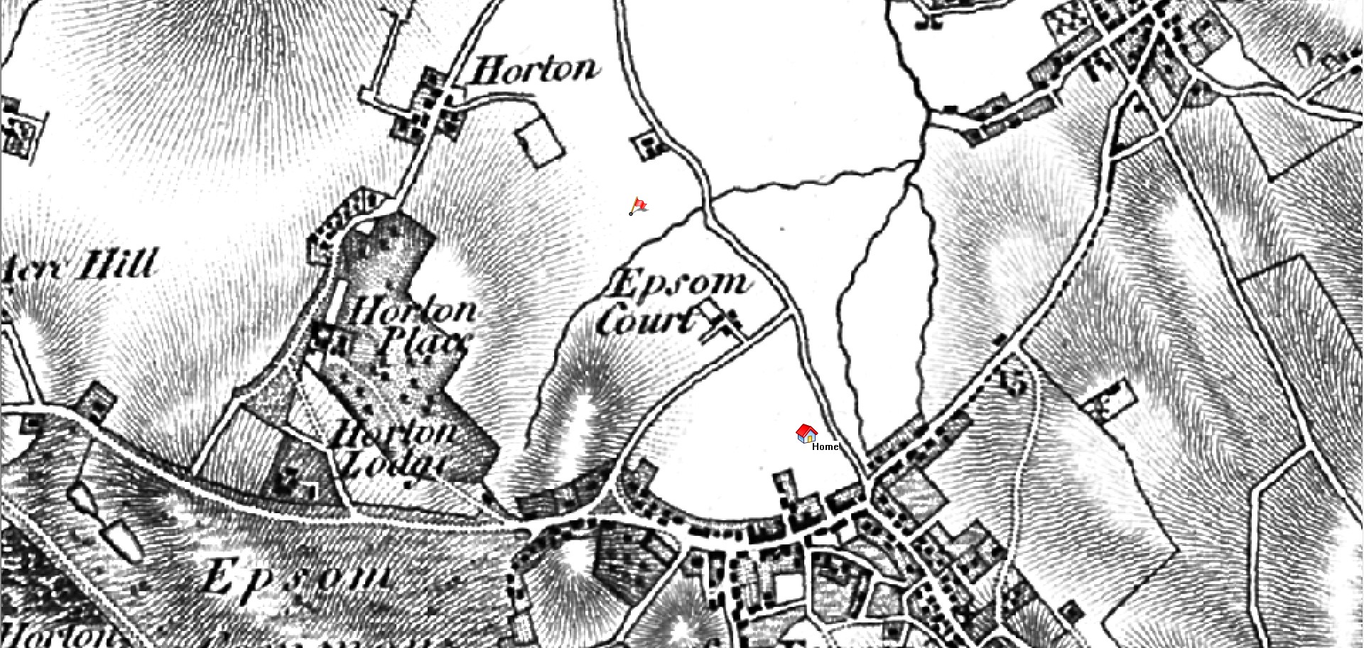 Map 1800s Epsom Court