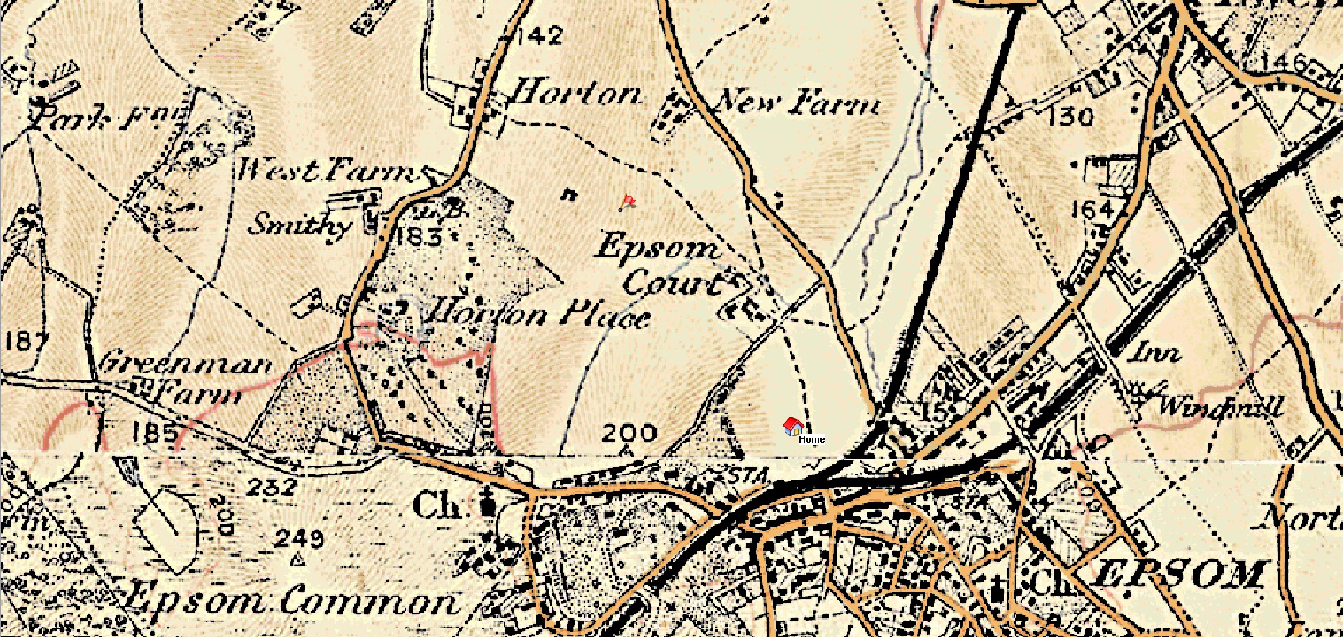 Map 1900s Epsom Court
