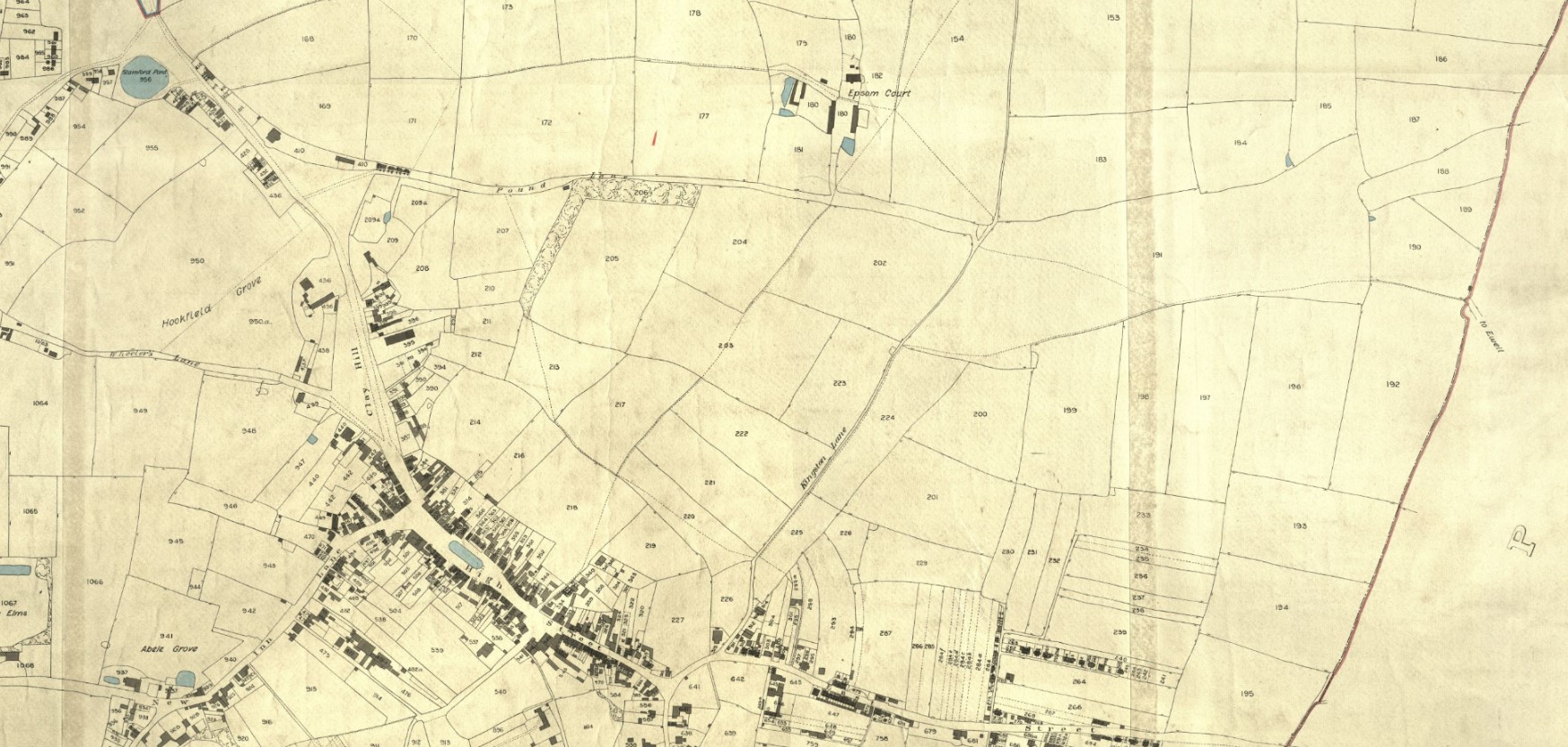 Tithe map Epsom Court and town