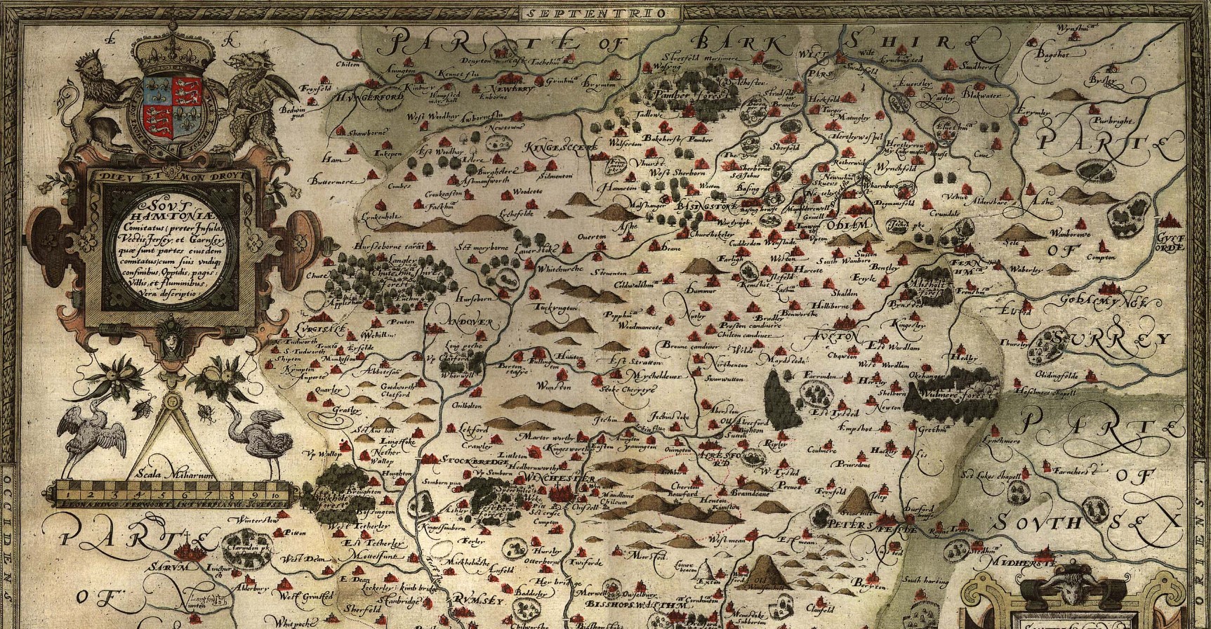 Saxton's 1575 Map of Hampshire