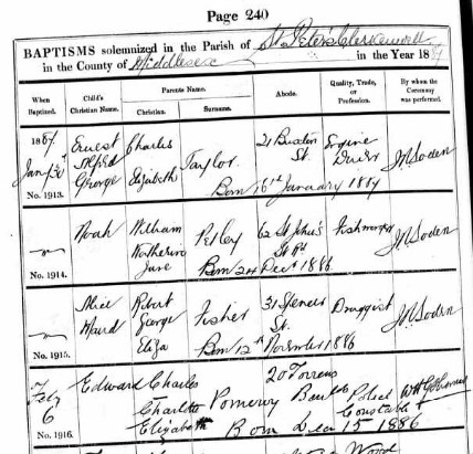 Baptism Edward Pomeroy 6 Feb 1887