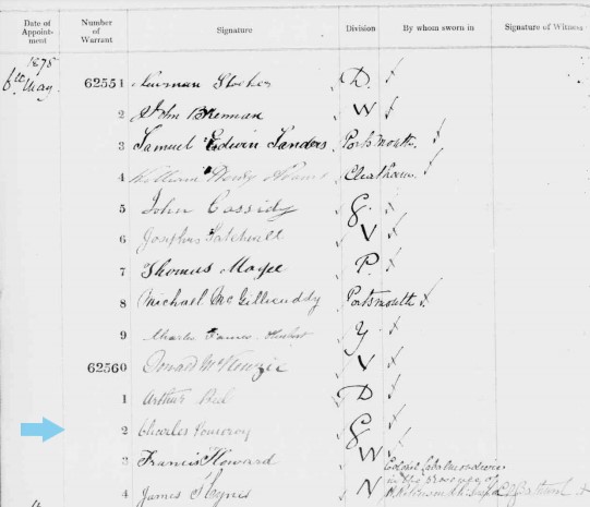 NA Metropolitan Police Joined 6 May 1878