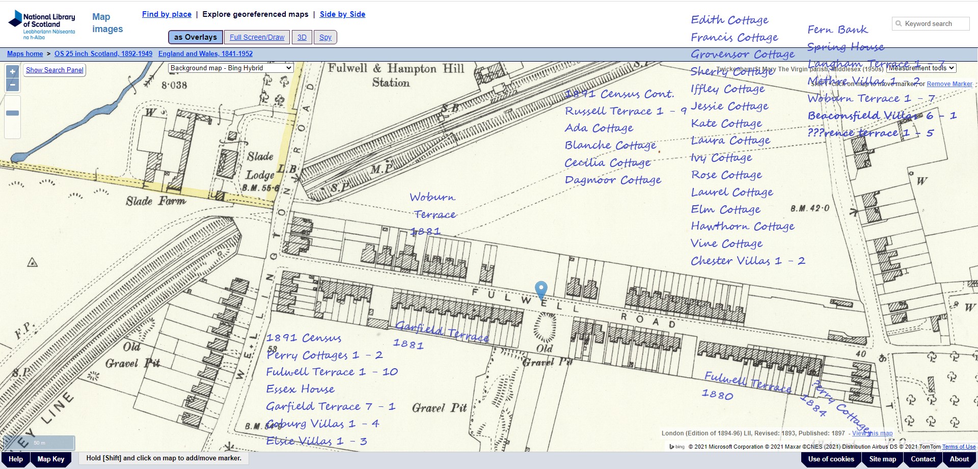 OS 25 Map Fulwell Road Teddington