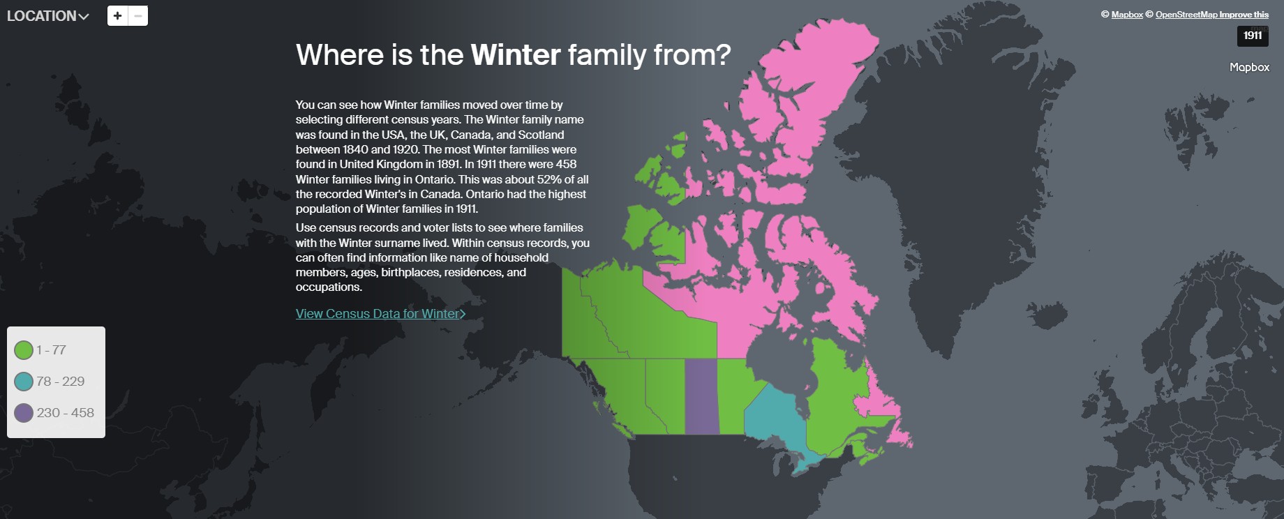Ancestry Winter Canada distribution