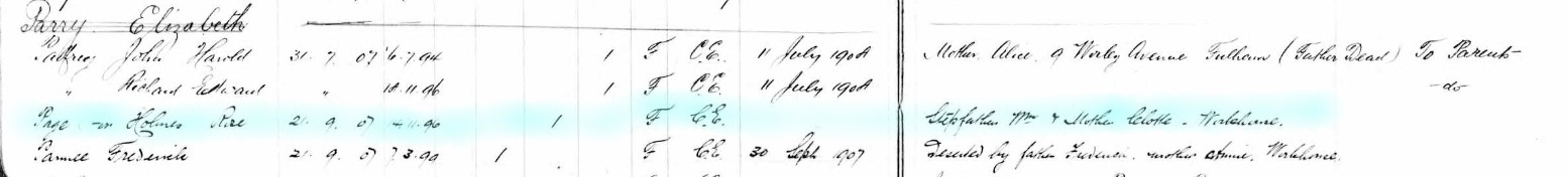 Ashford School in out register Page E