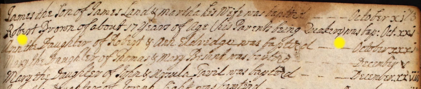Baptised Ann Eldridge 31 Oct 1738