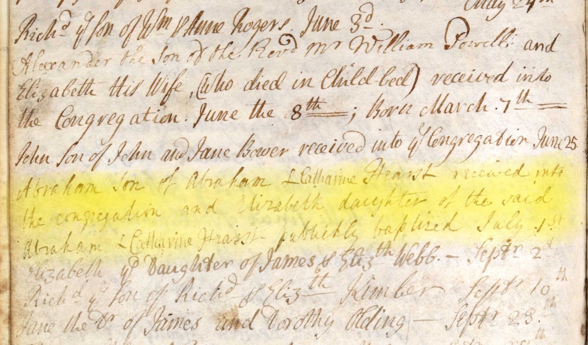 Baptised Elizabeth Hurst 1 July 1759