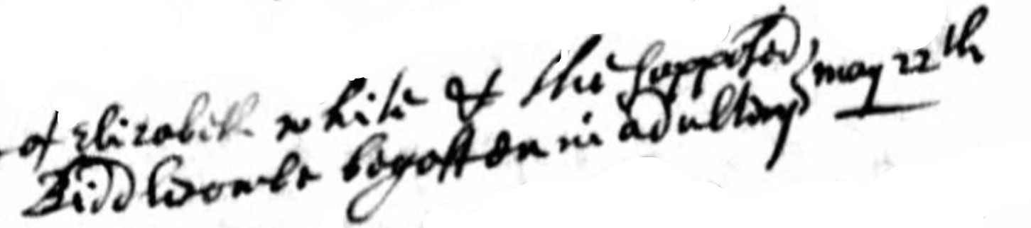 Baptised Elizabeth White Biddlecomb 22 May 1681 extract