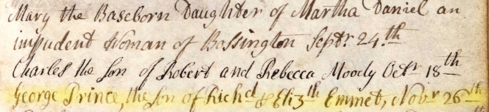 Baptised George Prince Emmet 26 Nov 1758