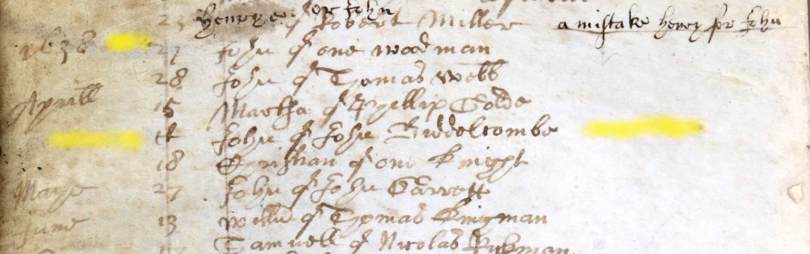 Baptised John Biddlecombe 16 April 1638 Ringwood