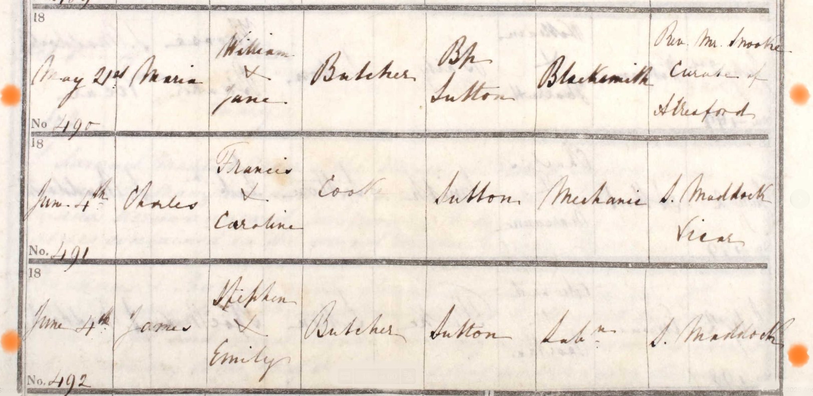 Baptised Maria Butcher 21 May 1843 Bishops Sutton