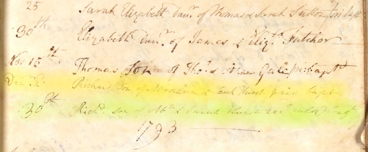 Baptised Richard Hurst 2 Dec 1792