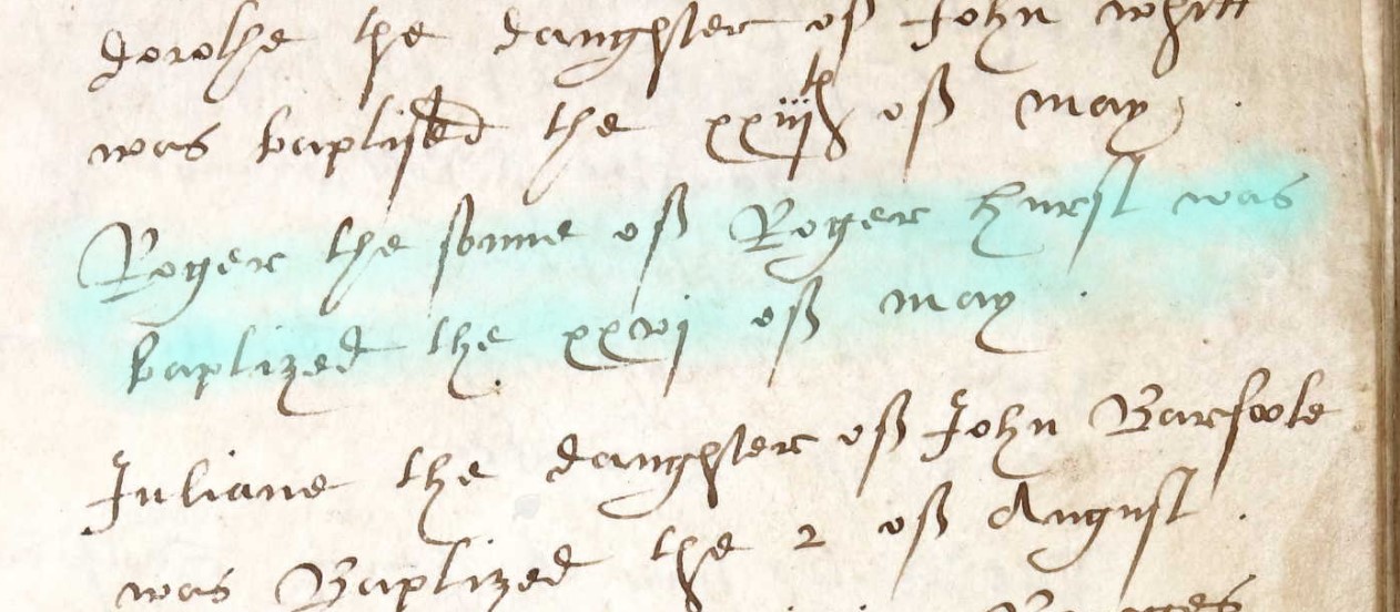 Baptised Roger Hurst 26 May 1563 Abbots Ann