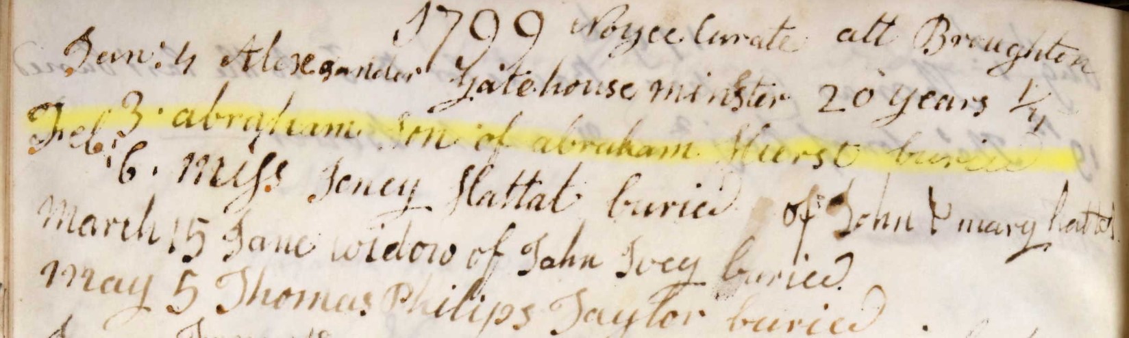 Burials Broughton Abraham Hurst 3 Feb 1799