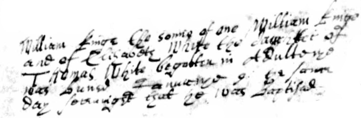 Burials Hampreston William King 9 Jan 1617