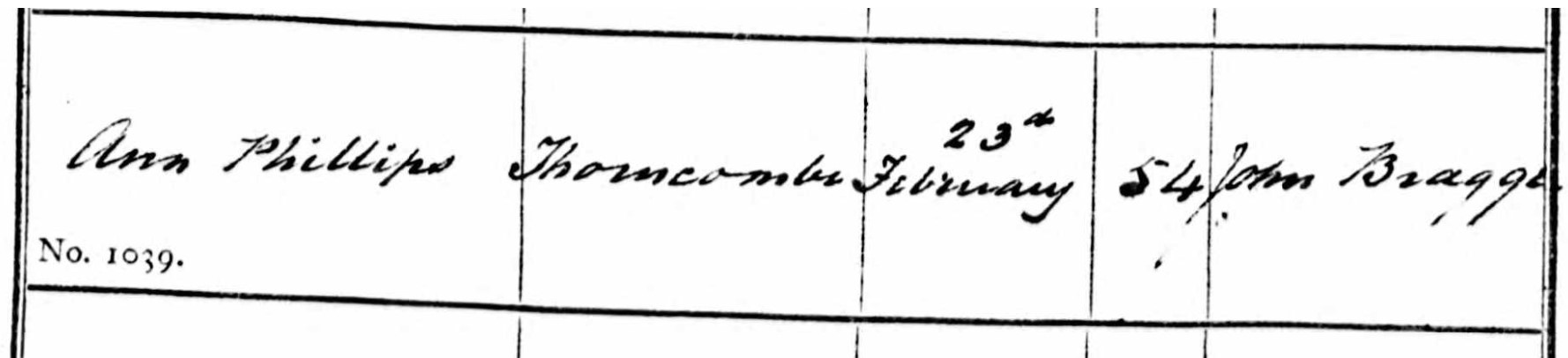 Burials Thorncombe Ann Phillips 23 Feb 1855