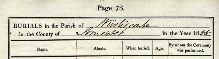 Burials Wiveliscombe 1855